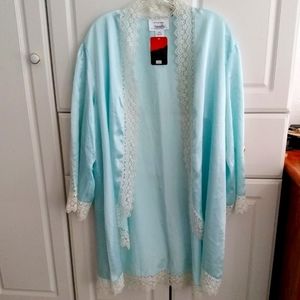Blue Satin Kimono Robe